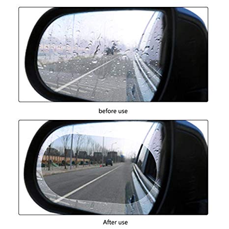 MOOKLIN 2 Pieces Car Rear View Mirror Protective Film, HD Anti-Fog/Anti-Glare/Anti-Scratch Car Mirror Rainproof Film for All Automobile and Vehicle Models (100x145 mm)
