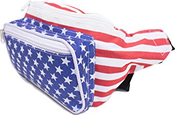SoJourner Bags USA American Flag Stars and Stripes Fanny Pack (Red, White, Blue) …