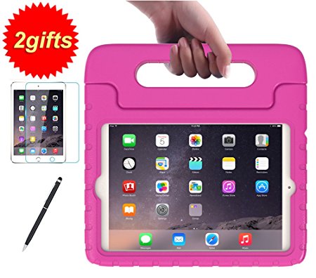 SUPLIK Kid-Proof Drop-Resistant Lightweight Protective Handle Stand Case with Screen Protector and Stylus for 7.9 Inch iPad Mini 1 2 3 Tablet, Pink