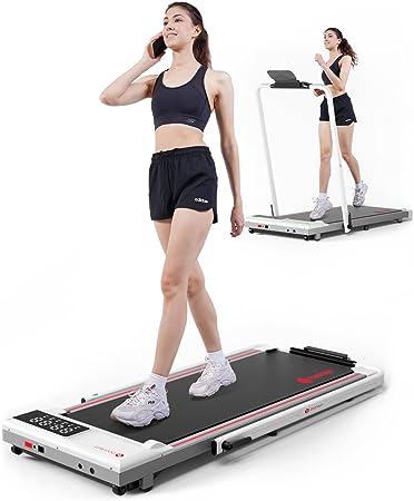 DeerRun Under Desk Treadmills for Home - Walking Pad - 2 in 1 Foldable Walking Treadmill - Portable Desk Treadmill for Small Space - Mini Folding Running Machine for Home Clearance