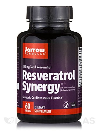 Jarrow Formulas Resveratrol Synergy, Supports Cardiovascular Function, 60 Easy-Solv Tabs