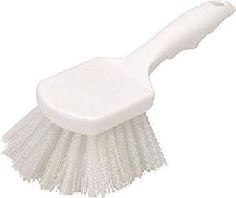 Carlisle 3662000 Flo-Pac Plastic Handle Utility Scrub Brush, Nylon Bristles, 2" Bristle Trim, 8" Length, White