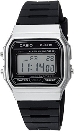 Casio Men's 'Classic' Quartz Metal and Resin Casual Watch, Color:Black (Model: F-91WM-7ACF)