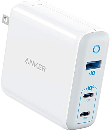 USB C Charger, Anker 65W PIQ 3.0&GaN 3-Port Type-C Charger with 45W USB-C Port, 20W USB-C Port, PowerPort III 3-Port 65W Elite Charger, for MacBook, USB-C Laptops, iPad Pro, iPhone, Galaxy and More