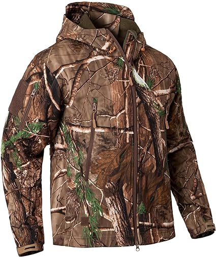 CARWORNIC Men's Tactical Outdoor Hunting Jacket Waterproof Softshell Fleece Camouflage Jackets