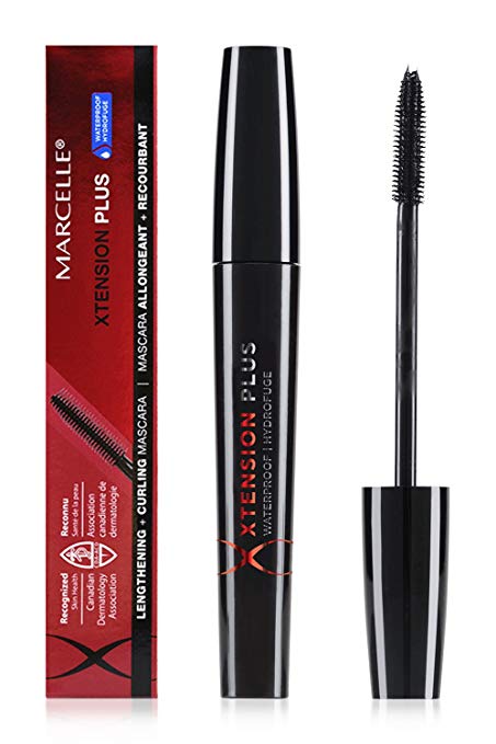 Marcelle Xtension Plus Waterproof Mascara, Black, Hypoallergenic and Fragrance-Free, 0.3 fl oz