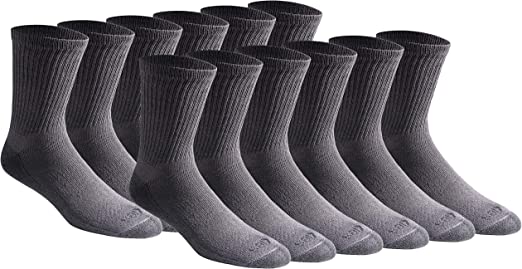Dickies mens Dickies Men's Dri-tech Moisture Control 6-pack Comfort Length Crew Socks