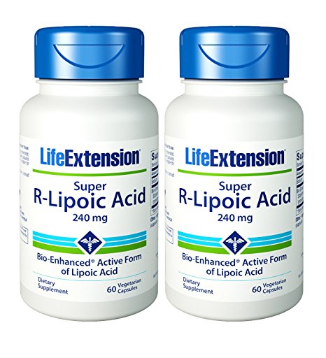 Life Extension Super R-Lipoic Acid, 240mg, 60 Vegetarian Capsules (2 Pack)