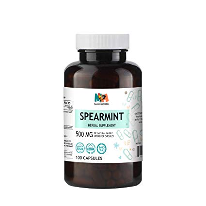 Spearmint Capsules, 500 mg, Organic Spearmint Leaf (Mentha spicata) (100 Capsules)