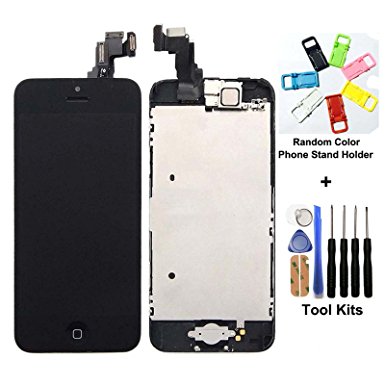 cellphoneage Black New LCD Display For iPhone 5C   Digitizer Touch Screen Replacement   Camera FaceTime and Home Button Pre-Installed   Free Tool Kits   Free Gifts
