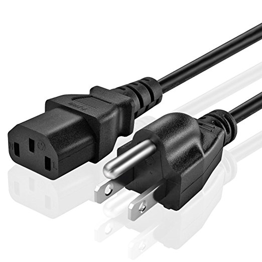 TNP Universal Power Cord (12 Feet) - NEMA 5-15P to IEC320C13 Power Cable Wire Connector Socket Plug Jack - Black