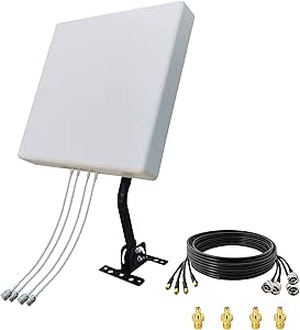 SIGNALPLUS External 4x4 MIMO Antenna for T-Mobile, Panel Antennas with SMA TS-9 10meters Cable/J-Mount Pole (Full Kit)