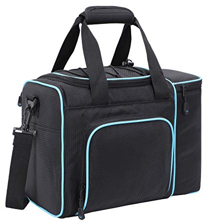 MIER Large Adult Lunch Bag for Men Women Insulated Soft Cooler for Picnic, Kayak, Beach, Grocery, Work, Travel, 2 Decks Cooler, Black/Blue