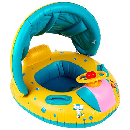 Here Fashion Baby Spring Float Swimming Ring Inflatable Swimming Safety Seat Adjustable Sunshade Seat Boat Ring - Suitable For16-36 month old