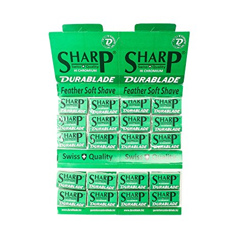 100 SHARP STAINLESS Polymer Coated Double Edge Safety Razor Blades