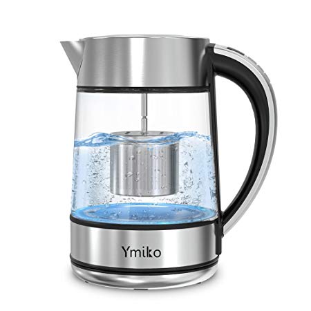 Electric Kettle, 1.7L BPA-Free Temperature Control Kettle with Removable Tea Infuser, Fast Heat and Keep Warm with Auto Shut Off, Boil Dry Protection, Stainless Steel Glass with Blue Led Indication