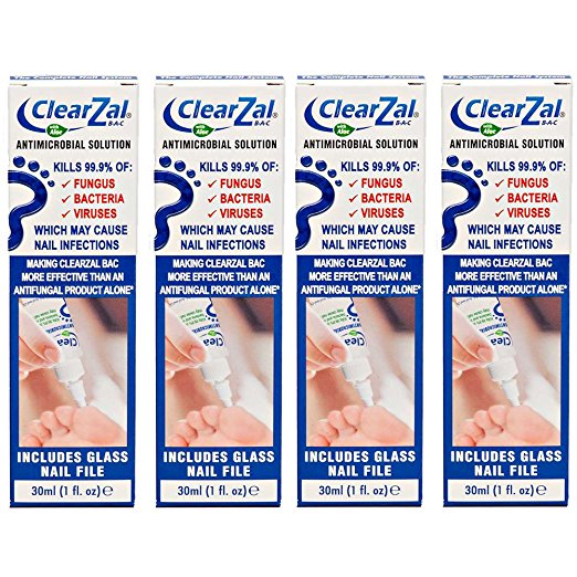 ClearZal BAC Antimicrobial Nail Solution 30ml Kills Fungus, Bacteria & Viruses (4 Pack)
