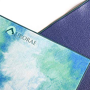 Aurorae Synergy 2 in 1 Yoga Mat; with Integrated Non Slip Microfiber Towel. Best for Hot, Ashtanga, Bikram and Active Yoga Where You Sweat and Slip