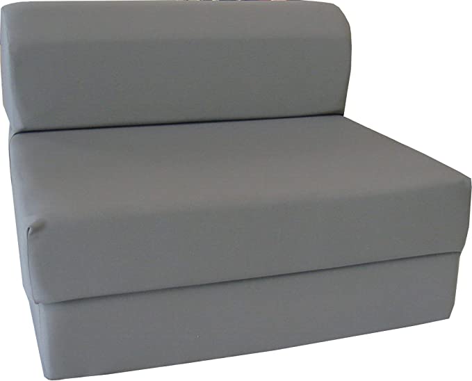 D&D Futon Furniture Gray Sleeper Chair Folding Foam Bed, Studio Guest Beds, Sofa, High Density Foam 1.8 lbs. (6 x 48 x 72)