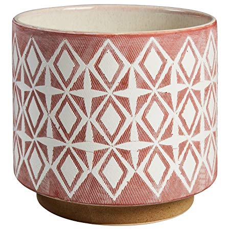 Rivet Modern Geometric Ceramic Planter, 8.625"H, Rose