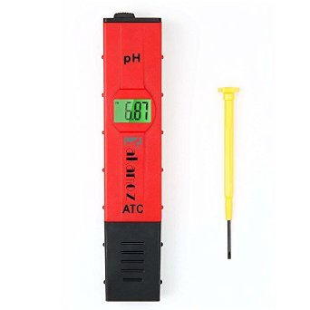 Yakamoz High Accuracy Digital pH Meter Pen Pocket Size Water Tester, Backlight LCD Display/ ATC/ 0.01 Resolution/ 0-14 Measurement Range (Red)