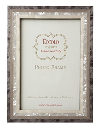 Eccolo Made in Italy Marquetry Wood Frame, Studio Grey Wood, Holds an 8 x 10-Inch Photo