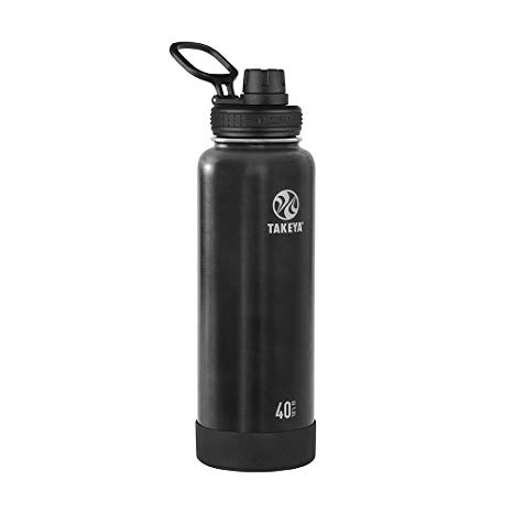 Takeya Actives Vacuum-Insulated Stainless-Steel Water Bottle with Insulated Spout Lid, 40oz, Slate