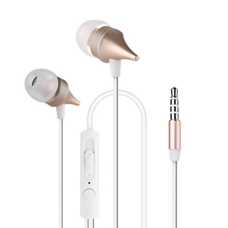 Earphones,GSPON Wired Headphones with mic Volume Control Crystal Sound Earbuds-White