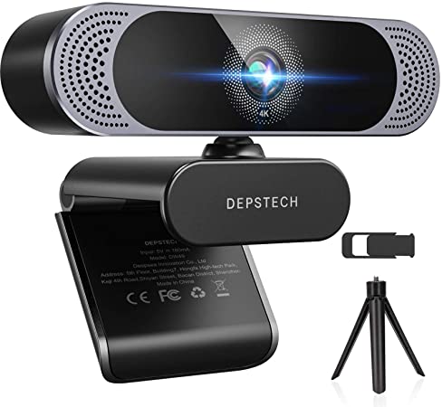 4K Webcam, 2021 DEPSTECH HD 8MP Sony Sensor Autofocus Webcam with Microphone, Privacy Cover and Tripod, Plug and Play USB Computer Web Camera for Pro Streaming/Online Teaching/Video Calling/Zoom/Skype