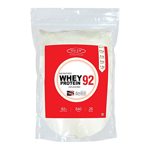 Sinew Nutrition Instantised Whey Protein Isolate 92% Raw & Unflavoured Supplement Powder, 840 g