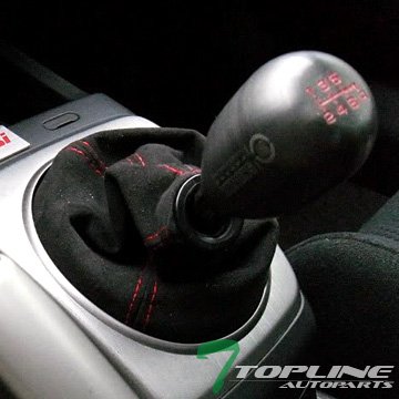 Topline Autopart JDM Red Stitch Black Suede Shiftier Shift Boot Gear Cover Manual MT/Auto AT Transmission