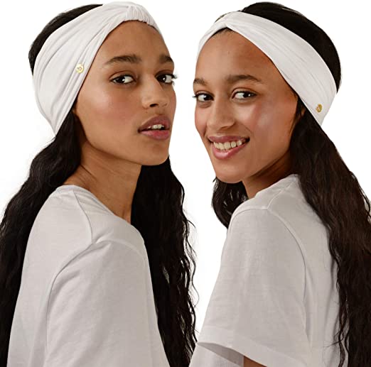 BLOM Original Headband Two Pack. 6" Multi Style Design for Yoga Workout Running Athletic. Wear Wide Turban Knotted. Ethically Made in Bali.