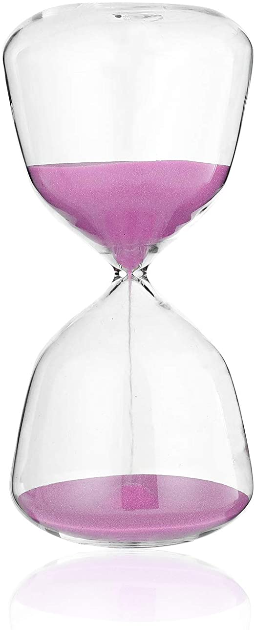 SWISSELITE BILOBA Sand Timer Hourglass - Inspired Glass for Home, Desk, Office Decor(8.3 Inch,30 Minutes( /- 360 seconds),Pink)