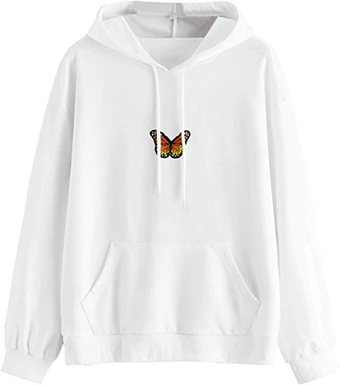 DIDK Women's Pocket Neon Slogan Print Drawstring Hoodie Sweatshirt