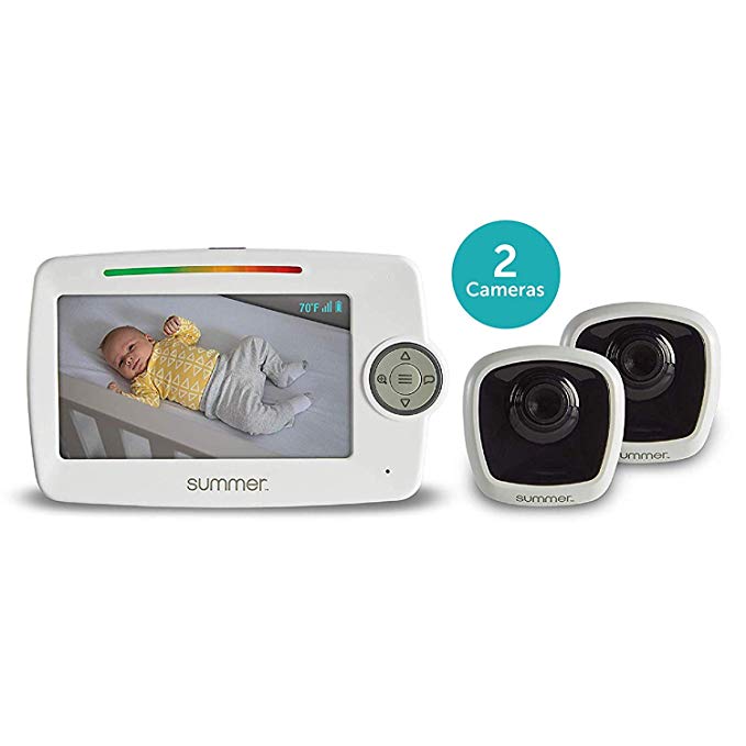 Summer Lookout Duo 5" LCD Baby Monitor with 2 Cameras - Digital Zoom, 1000ft Range, Two-Way Audio, Night Vision, Temperature Display, and No-Hole Wall Mount