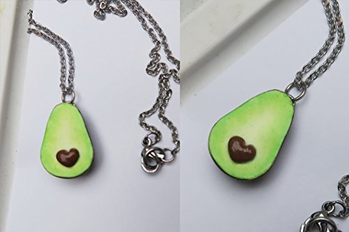 Avocado necklace with normal or heart shaped pit- fruit jewelry, food jewelry, miniature food