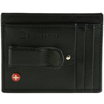 Alpine Swiss Mens Money Clip Genuine Leather Minimalist Slim Front Pocket Wallet