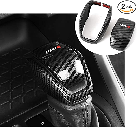 2 Pack Carbon Fiber Gear Shift Knob Cover Sticker Head Trim for Toyota RAV4 2019-2020 2021