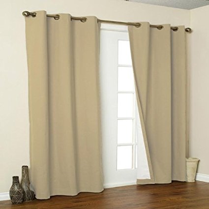 Weathermate Solid Cotton Grommet Top Curtain (Set of 2) Size: 84" H x 160" W, Color: Khaki