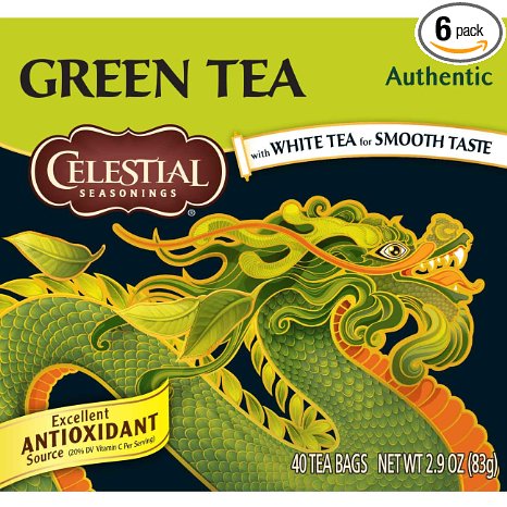 Celestial Seasonings Authentic Green Tea, 40 Count (Pack of 6)
