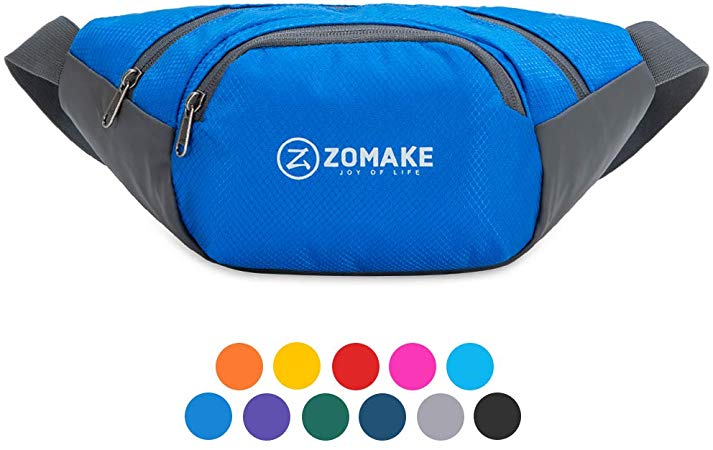 ZOMAKE Fanny Pack Water Resistant Waist Bag Hip Bum Bag for Men and Women, Large Compartment with Adjustable Strap for Outdoors Workout Traveling Casual Running Hiking Cycling