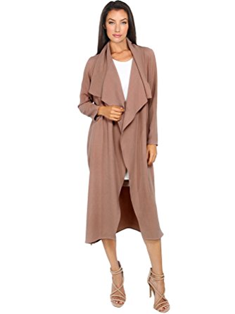 Verdusa Women's Casual Long Sleeve Lapel Outwear Trench Coat Cardigan