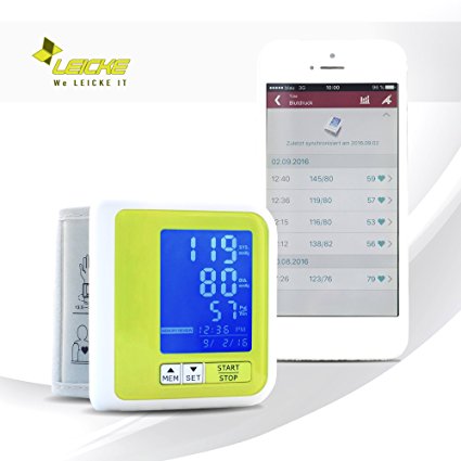 Sharon Bluetooth Wrist Blood Pressure Monitor Smart Blood Pressure Monitor | Rechargeable Battery via Micro USB | Arrhythmia display | 60 memory locations | Data transfer to SwissMed App for iOS, Android and Microsoft, e.g. with iPhone 7, iPhone 7 Plus, Samsung Galaxy S7 S7 Edge S8, Huawei P9 Mate 9, Windows Phone