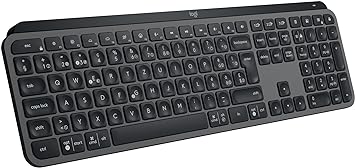 Logitech MX Keys S PLUS Wireless Keyboard, Low Profile, Fluid Quiet Typing, Programmable Keys, Backlighting, Bluetooth, USB C Rechargeable, Windows PC, Linux, Chrome, Mac, QWERTY UK English - Graphite