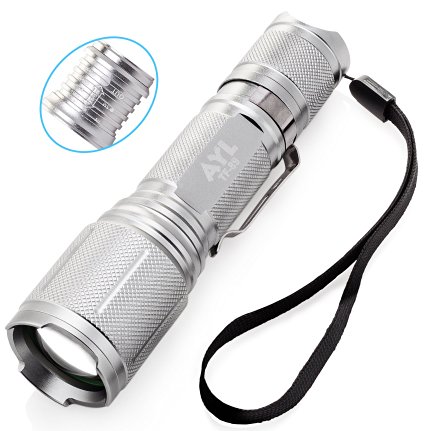 AYL TF89 Bright 900 Lumens CREE XM-L2 LED Tactical Torch Flashlight, 5 Modes, Zoom Lens with Adjustable Focus - Water Resistant, Lighting Lamp - For Hiking, Camping, Blackouts and Emergencies!