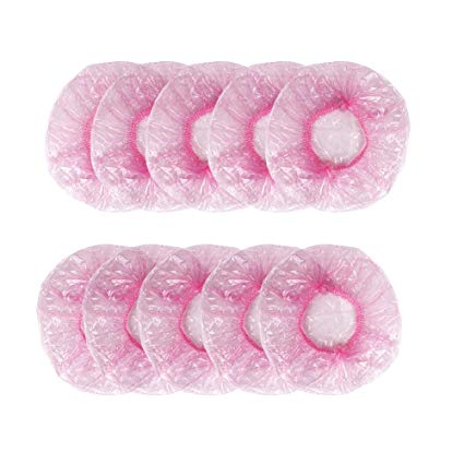 Shintop Disposable Shower Caps, Pack of 100 Individually Wrapped with Large Elastic Bath Cap for Home, Hotel, Hair Salon and Spa (Pink)