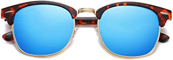 SOJOS Retro Semi Rimless Polarized Sunglasses Horn Rimmed UV400 Glasses SJ5018