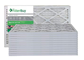 FilterBuy 16x25x1 MERV 8 Pleated AC Furnace Air Filter, (Pack of 12 Filters), 16x25x1 – Silver