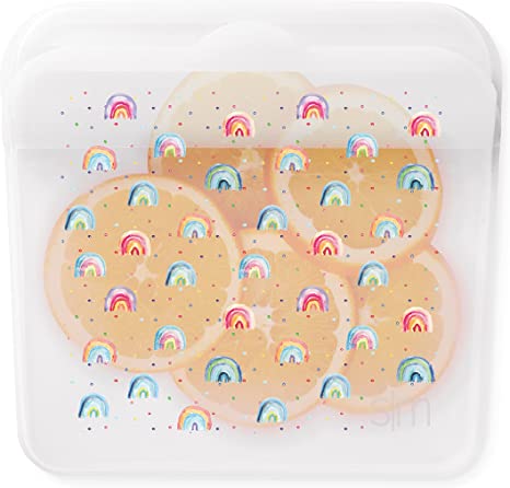 Simple Modern Reusable Sandwich Bags Silicone Food Storage Snack Bag - Plastic Free, Microwave/Freezer/Oven Safe, Sammie 18oz (Sandwich) Pattern: Rainbow Dream
