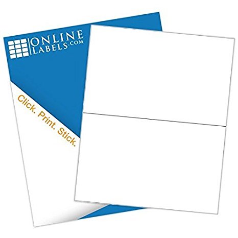 8.5" x 5.5" Half Sheet Shipping Labels (100 Sheets) - Blank White Matte - 2 Labels Per Sheet = 200 Labels Total- Inkjet/Laser Compatible - Online Labels